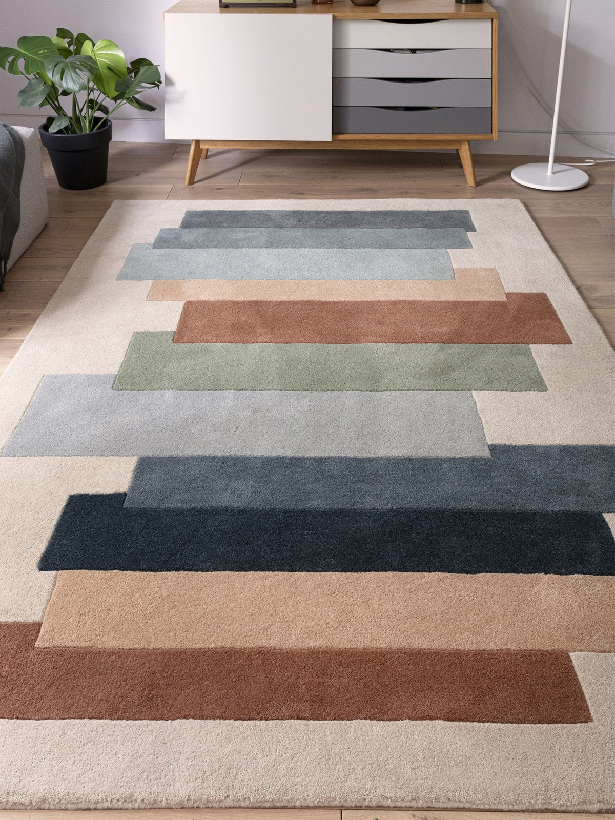 Asiatic Rugs cream wool rug Reef Stacks collection, imported from the UK