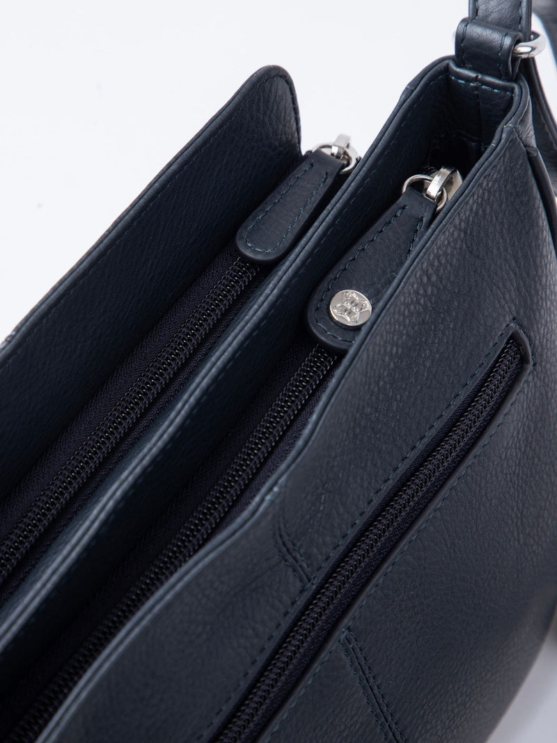Lakeland Leather Navy Ambleside cross-body bag, imported from the UK