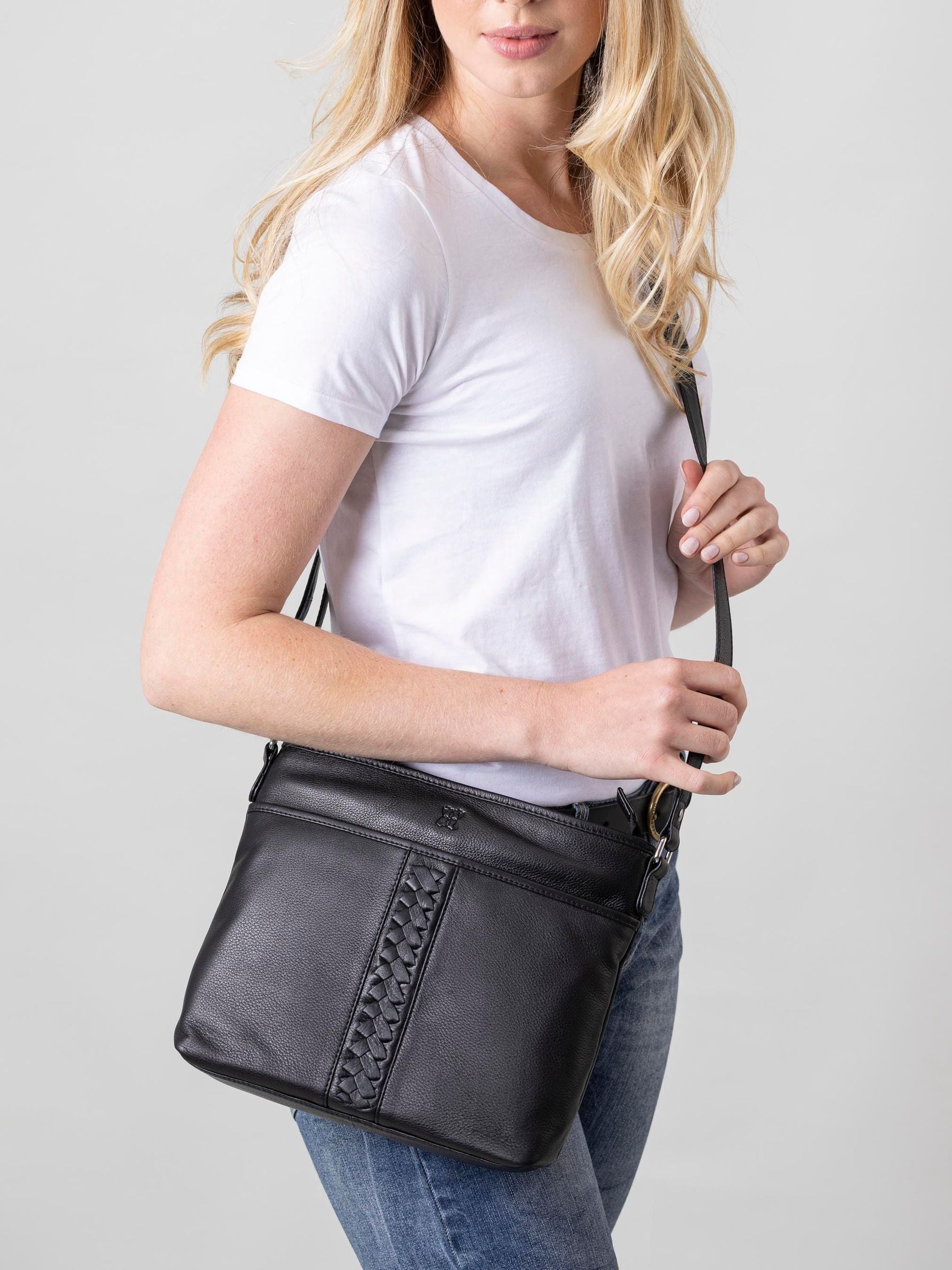 Lakeland Leather Black Farlam Cross-Body Bag