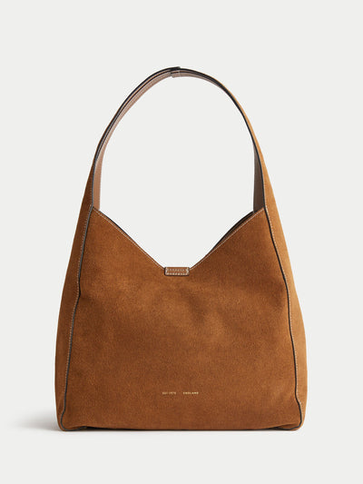 Next Jigsaw Brown Suede Womens Leather Slouch Bag- Buy online at McGrocer