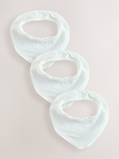 Next White Muslin Baby Dribble Bibs 3 Pack- Buy online at McGrocer