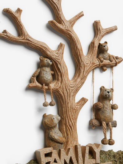 Natural Bertie Bear Family Tree Wall Art 40x27x2.5cm