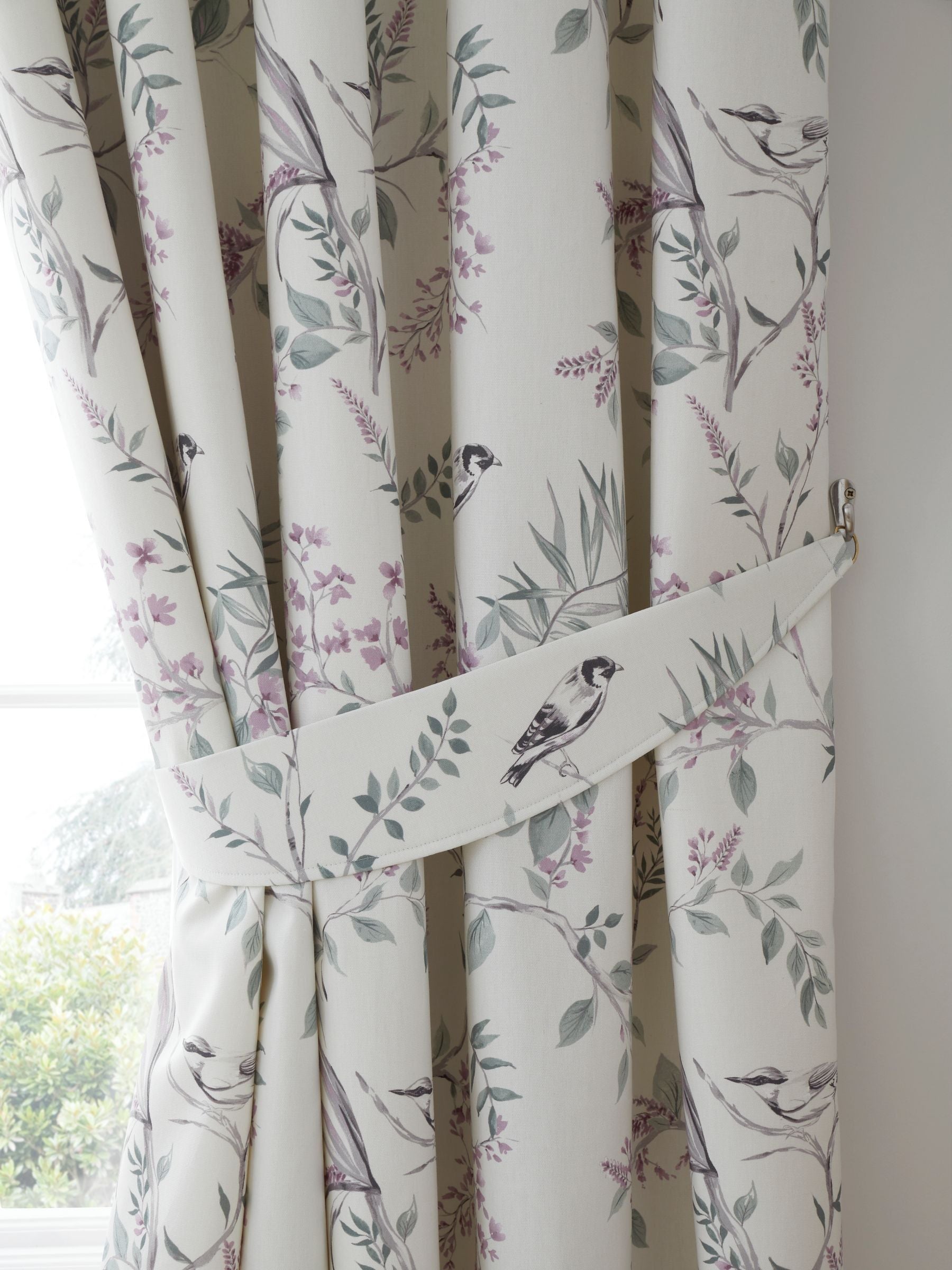 Dreams & Drapes Purple Jazmine pencil pleat curtains, imported from the UK