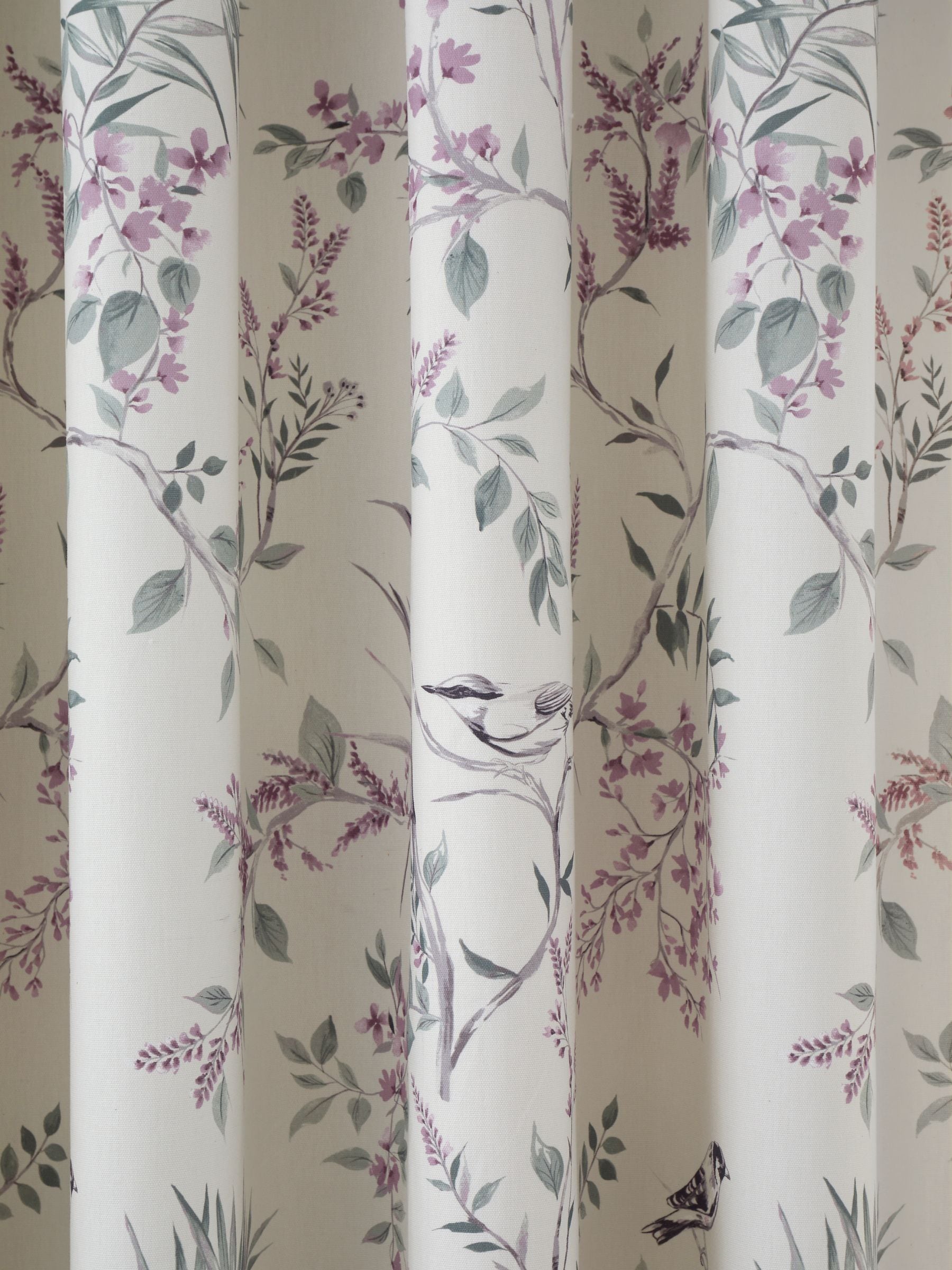 Dreams & Drapes Purple Jazmine pencil pleat curtains, imported from the UK