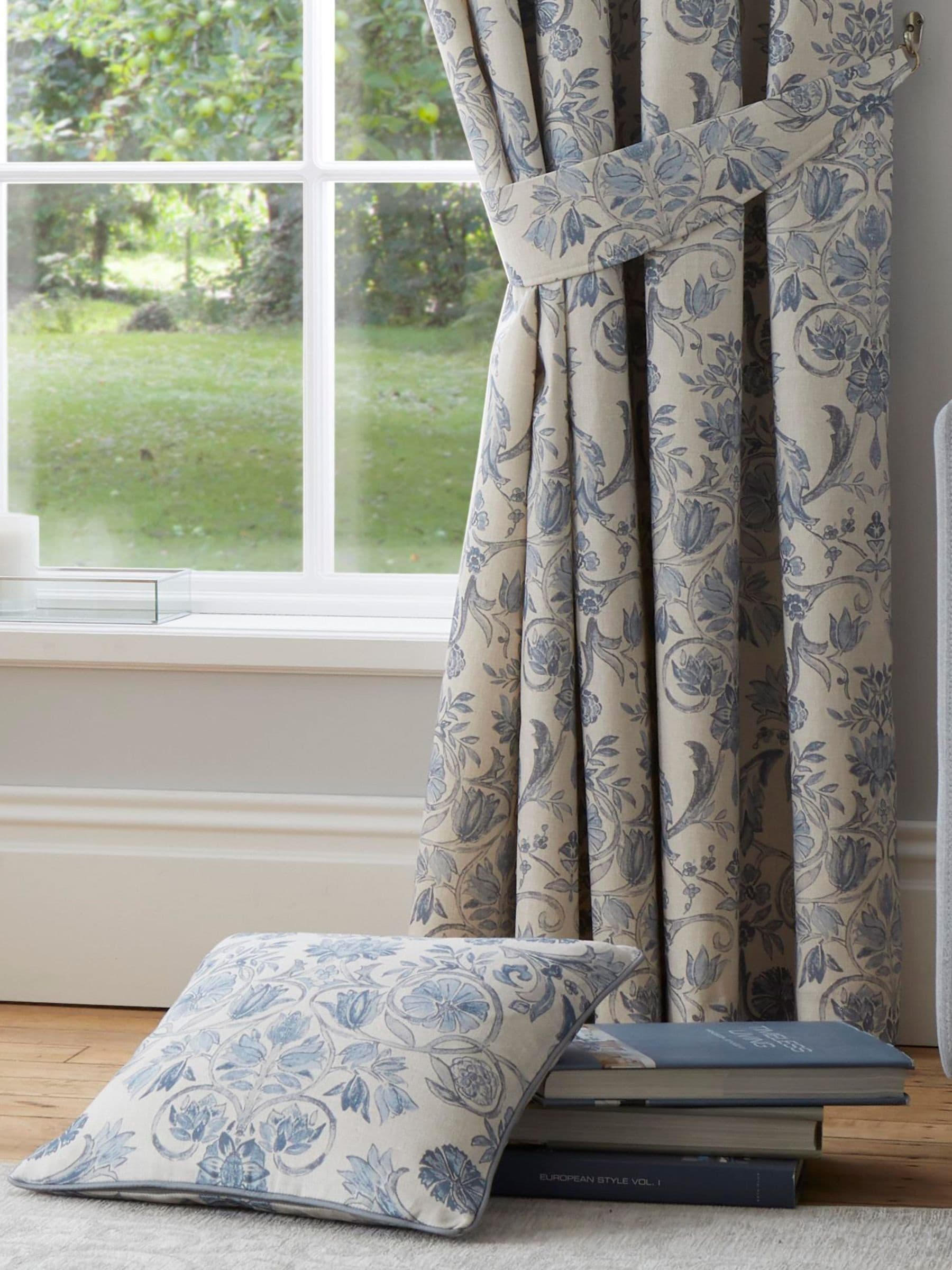 Dreams & Drapes Blue Averie 100% cotton cushion 43cm (British brand)