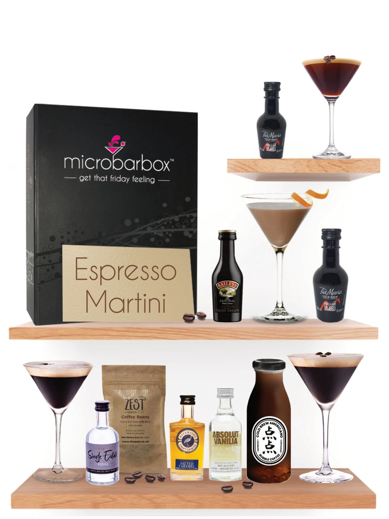 MicroBarBox Espresso Martini gift set premium box, imported from the UK