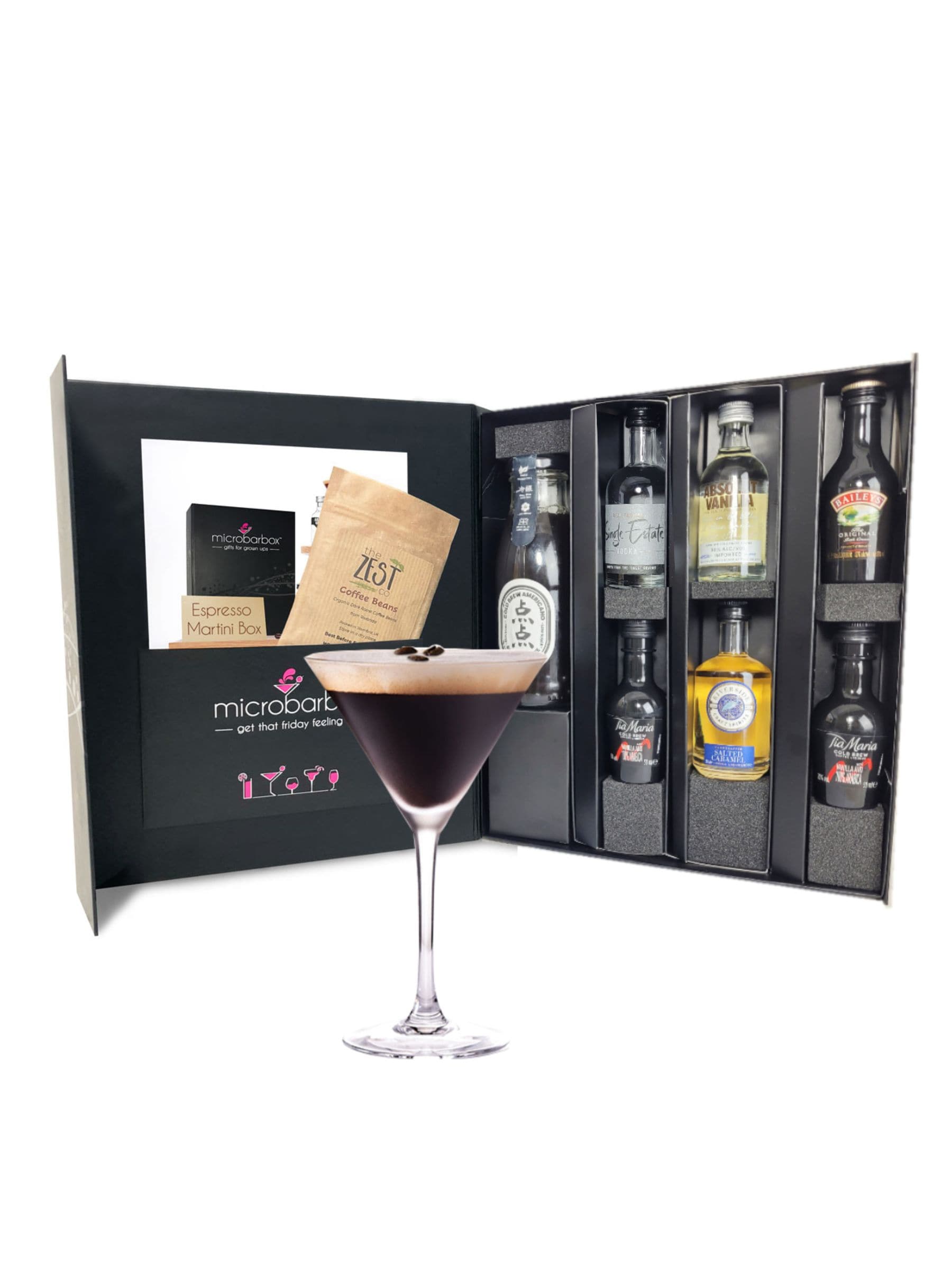 MicroBarBox Espresso Martini gift set premium box, imported from the UK