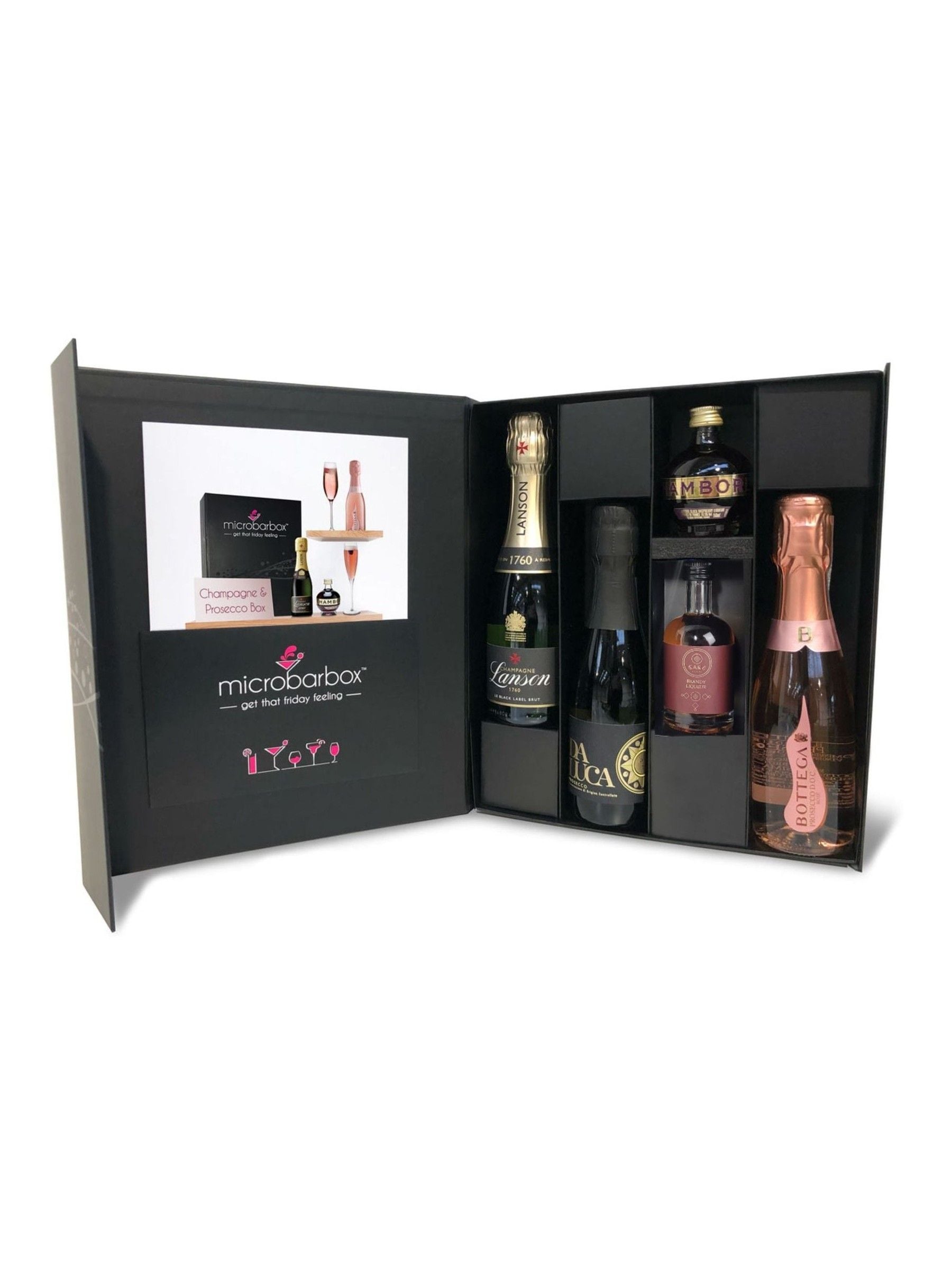 MicroBarBox Champagne & Prosecco Cocktail Set gift box, imported from the UK