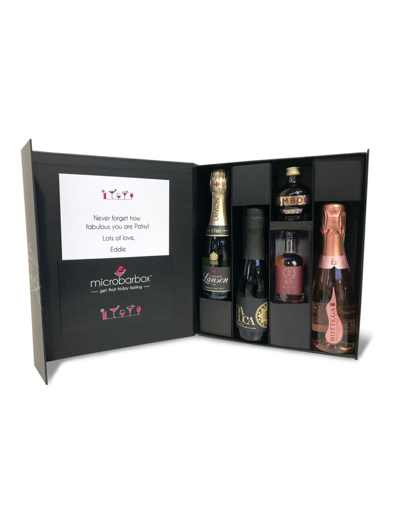 MicroBarBox Champagne & Prosecco Cocktail Set gift box, imported from the UK