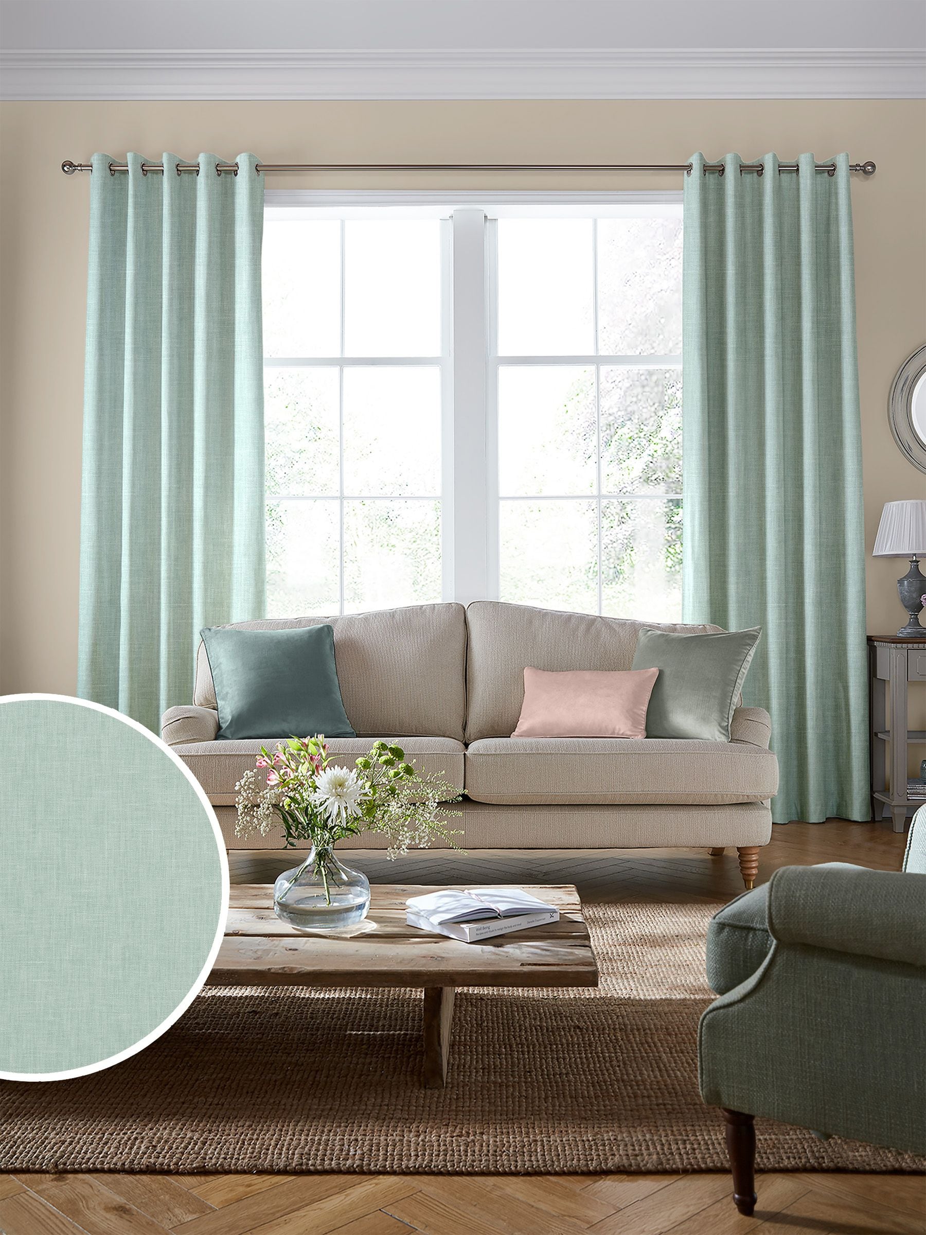 Laura Ashley Easton Duck Egg Blue fabric by the metre, UK version