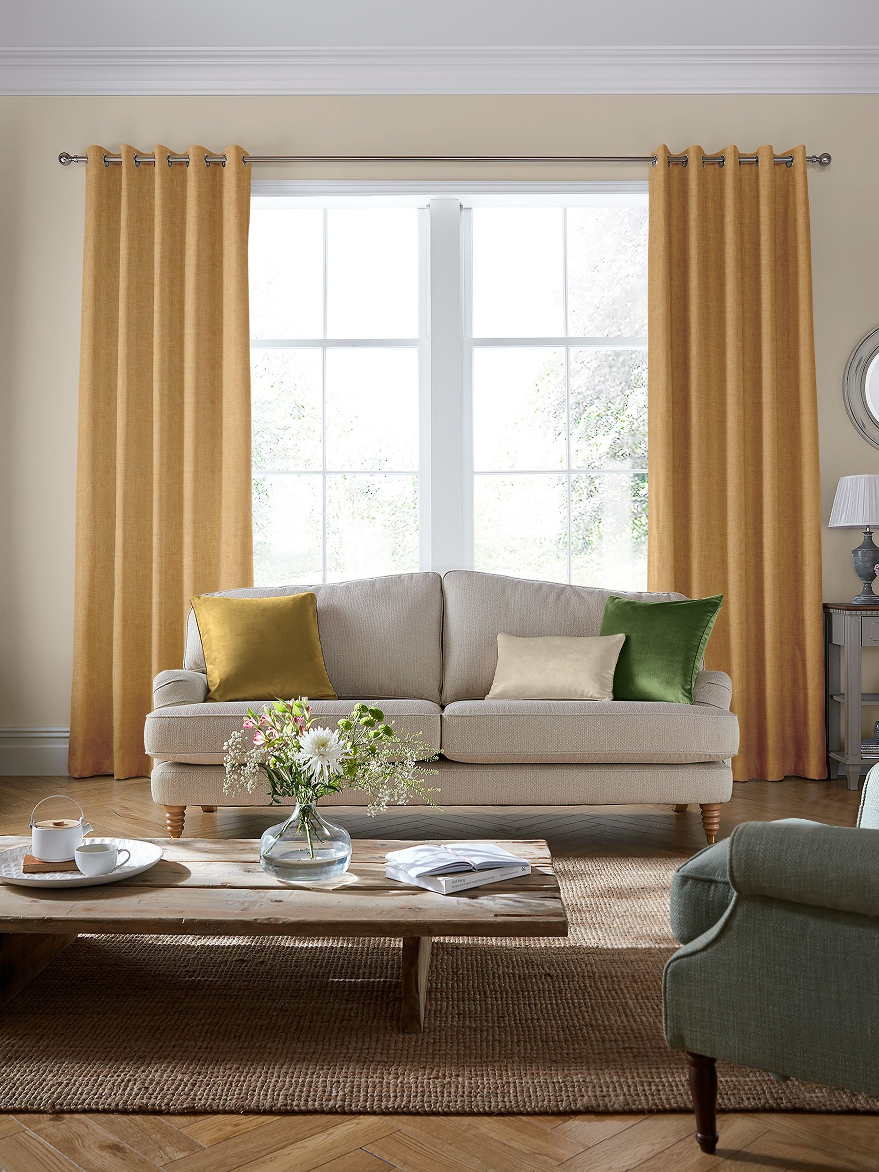 Laura Ashley Gold Easton cotton mix fabric - British product