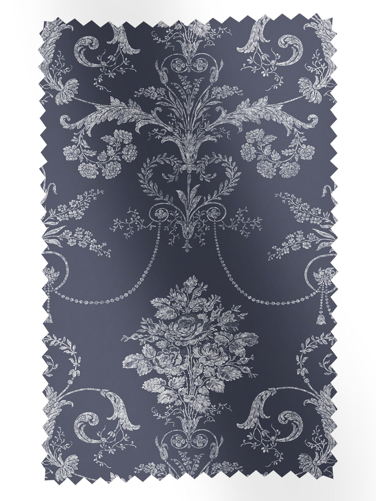 Laura Ashley Josette midnight blue damask fabric by the metre - British product