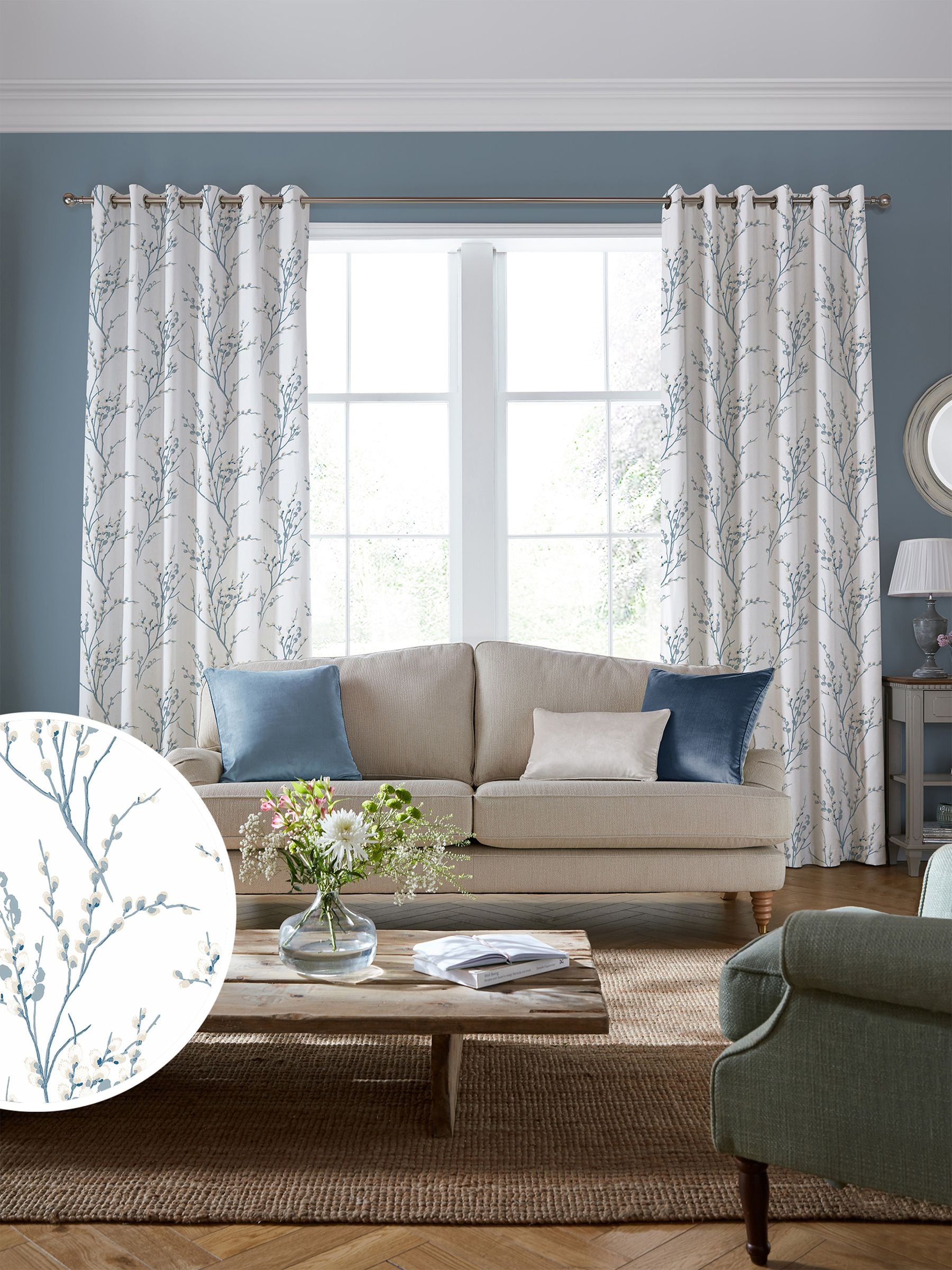Laura Ashley Seaspray Blue Pussy Willow fabric - British product