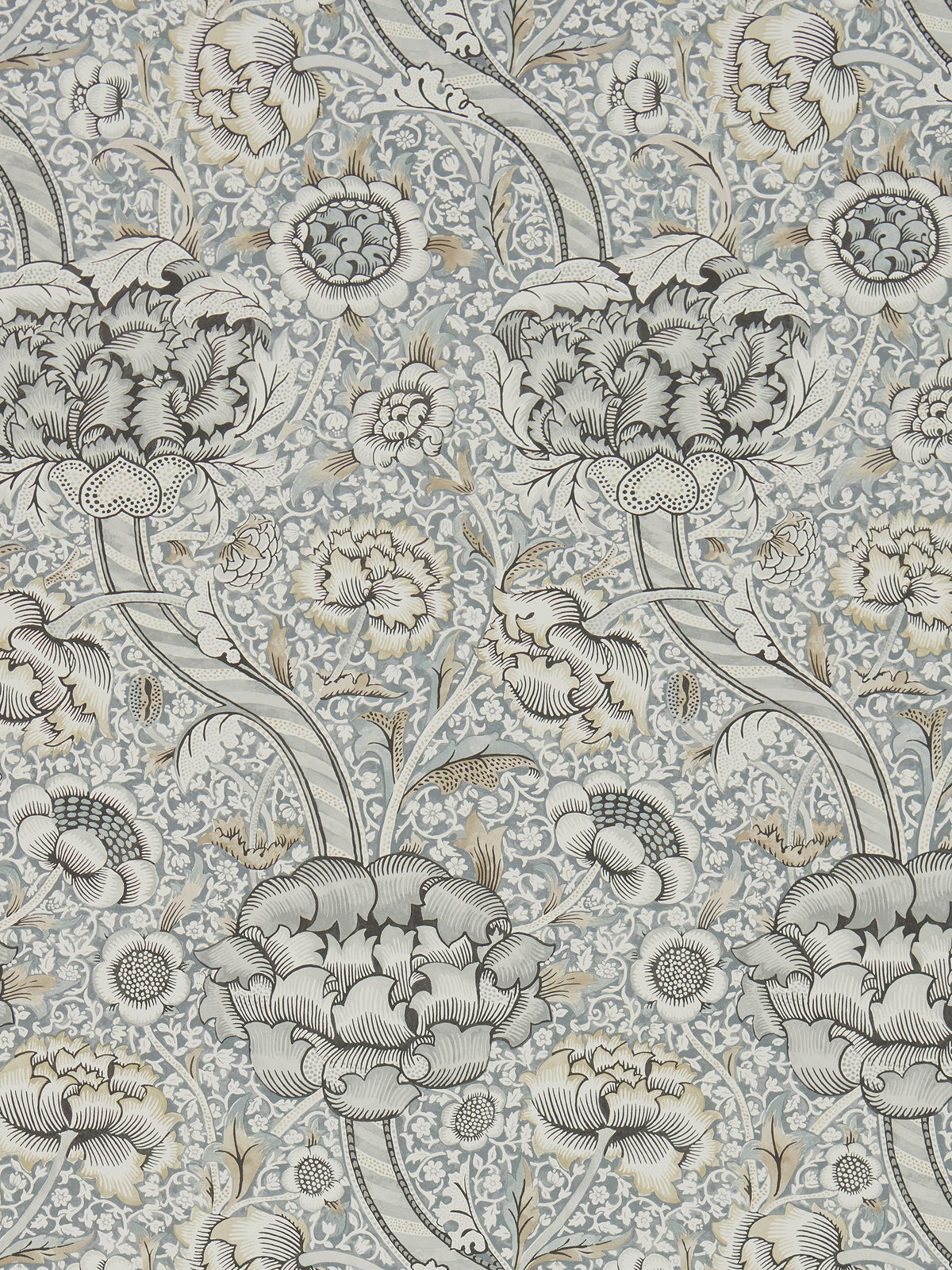 Morris & Co grey Wandle wallpaper with floral pattern, UK version