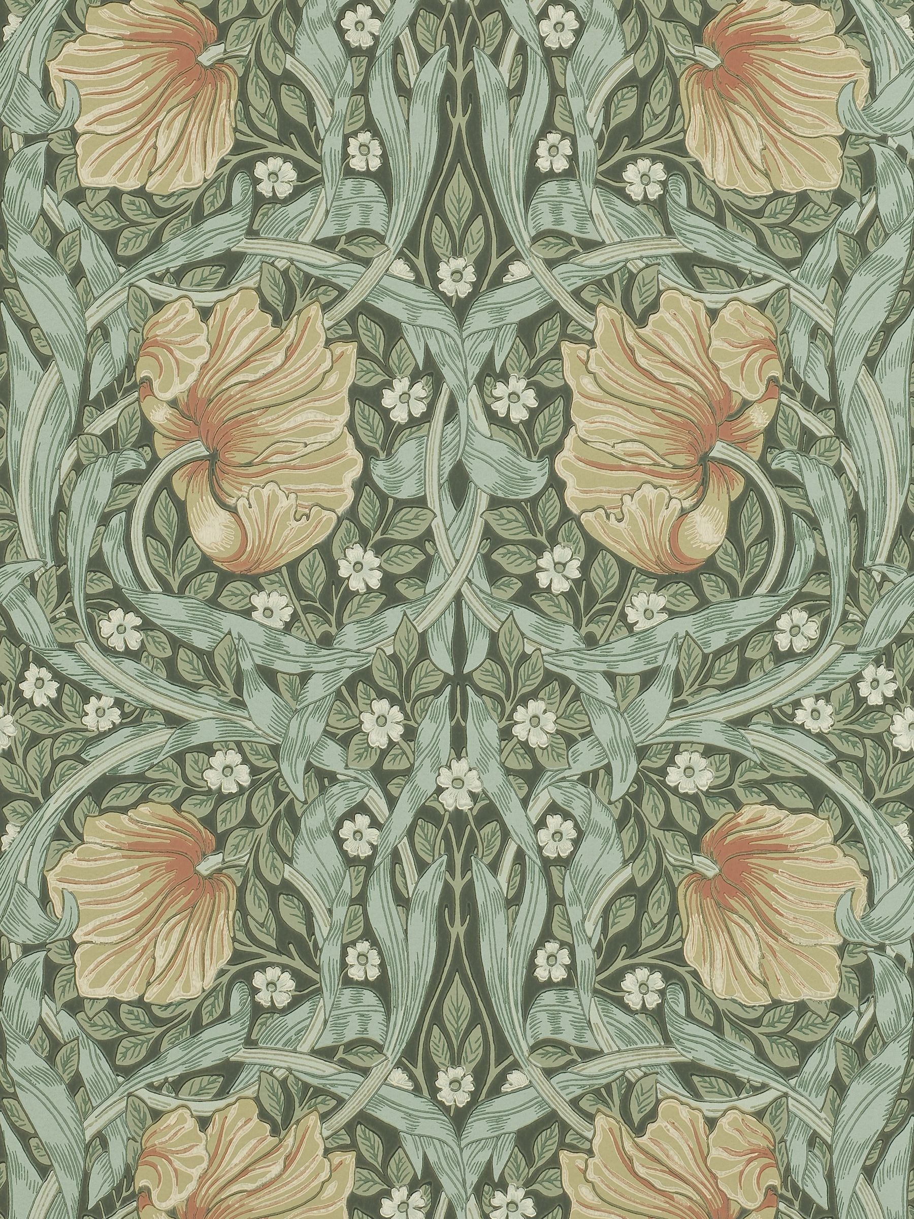 Morris & Co. Green Pimpernel wallpaper, imported from the UK