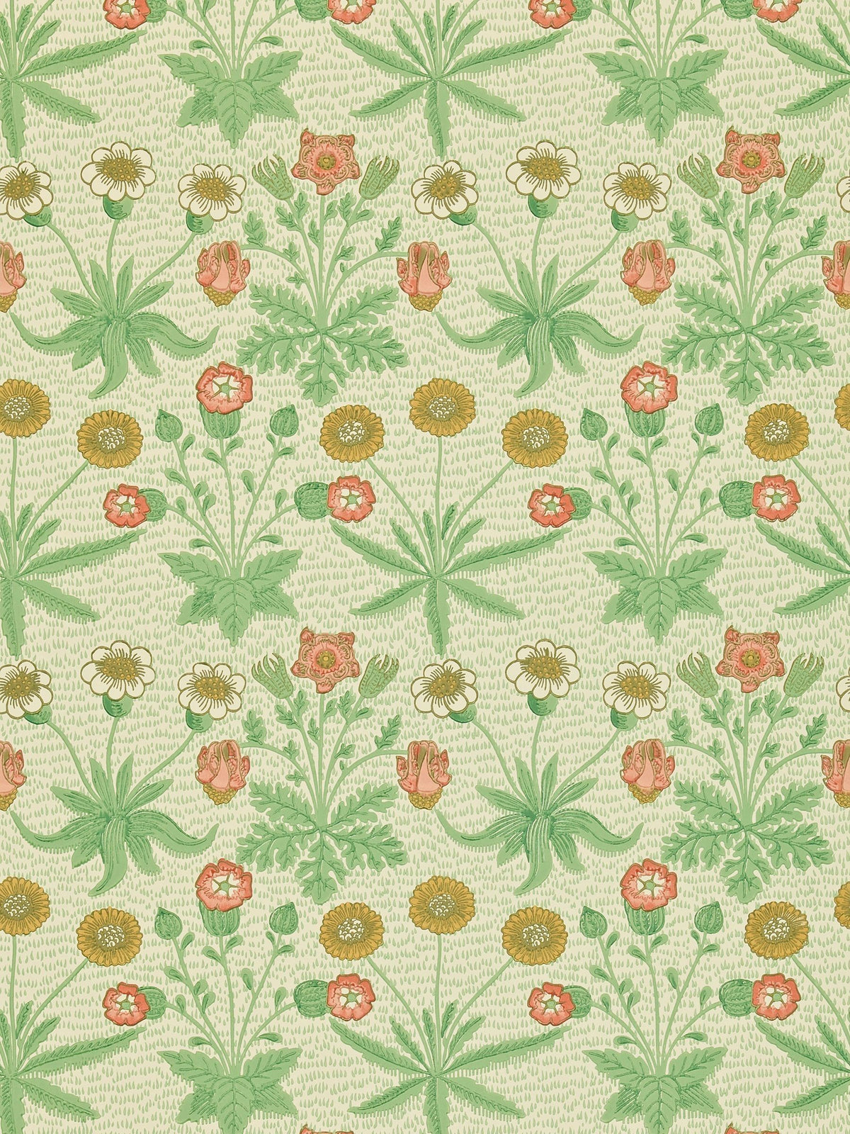 Morris & Co. green daisy wallpaper (British brand)