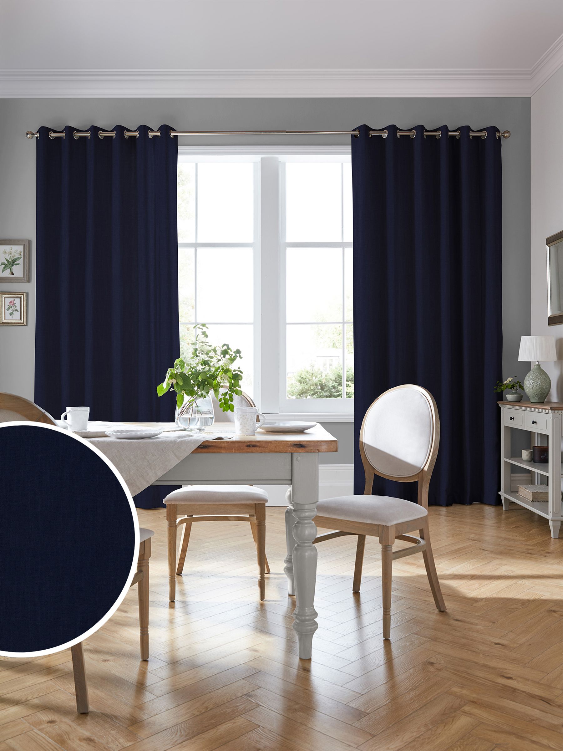 Laura Ashley Midnight Blue Swanson fabric by the metre (British brand)
