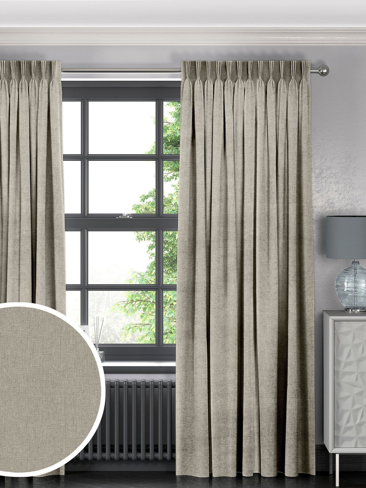 Harvi oatmeal made to measure curtains, UK version
