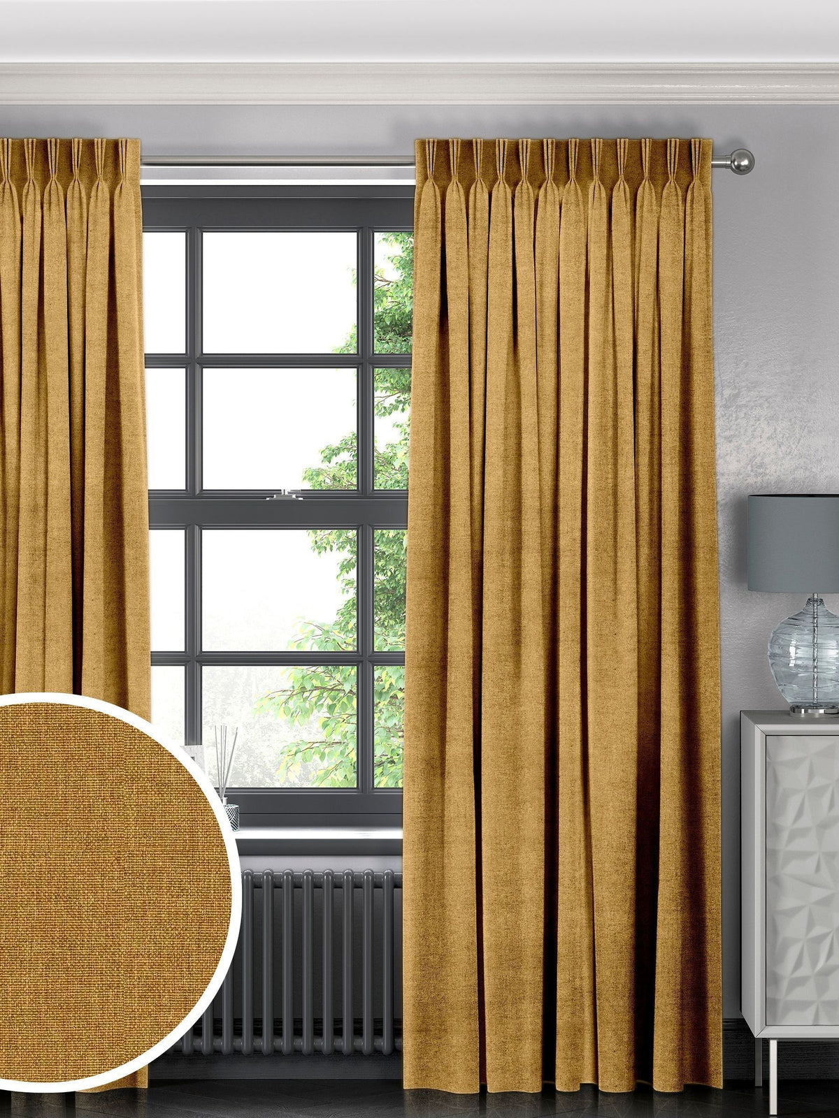 Harvi saffron yellow made to measure curtains (British brand)