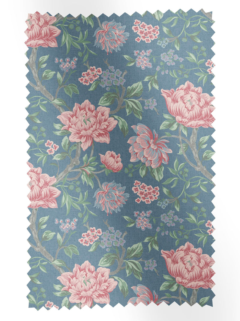 Laura Ashley blue tapestry floral fabric by the metre (British brand)