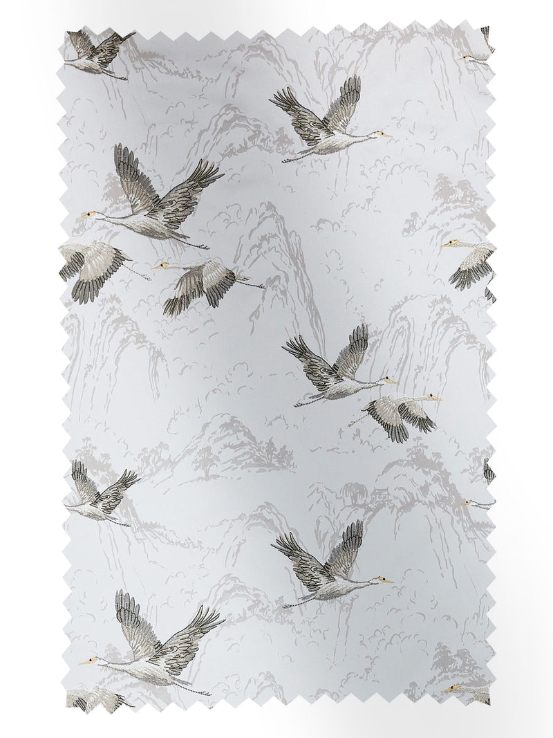 Laura Ashley silver grey Animalia embroidered fabric by the metre (British brand)