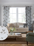 Laura Ashley silver grey Animalia embroidered fabric by the metre (British brand)