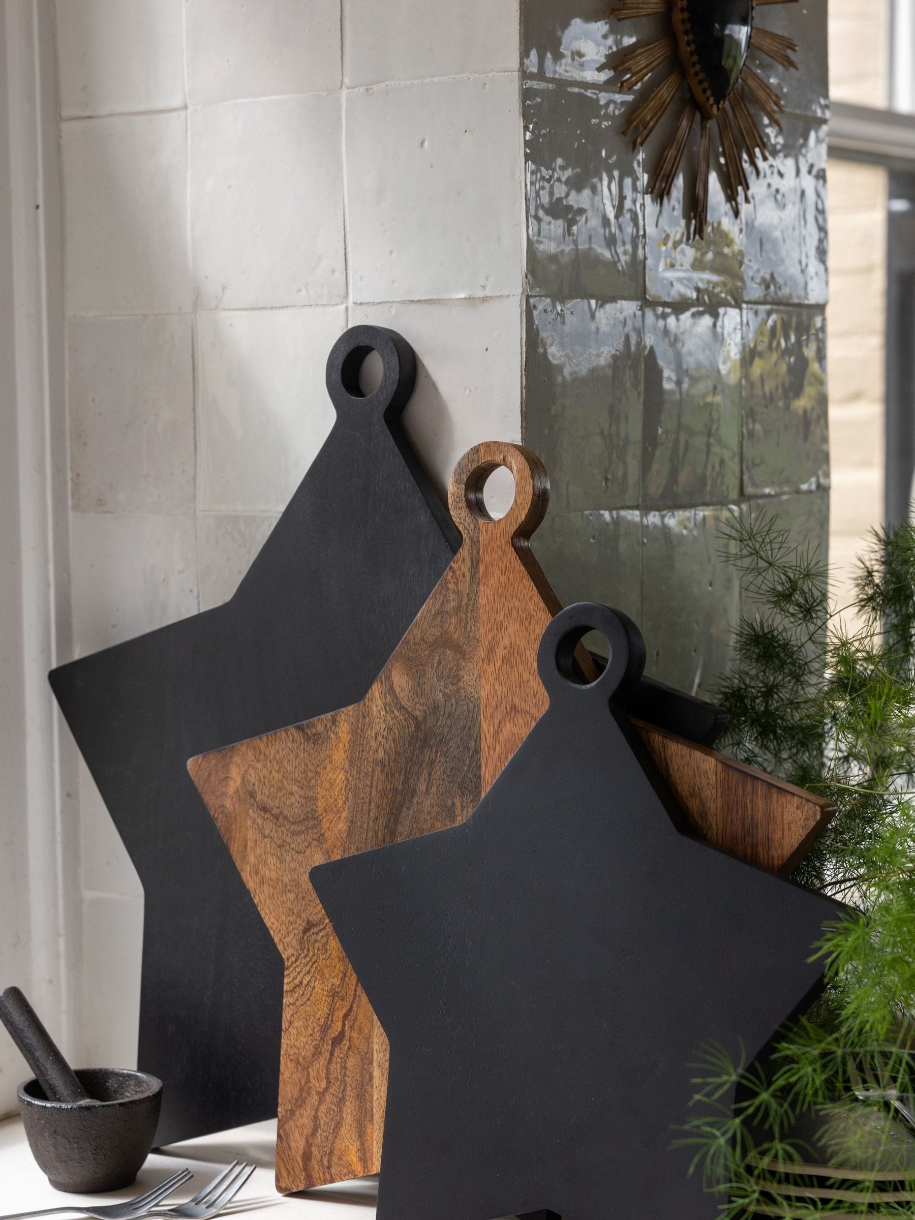 Rockett St George Black Wood Small Serve Board Star Serve Board