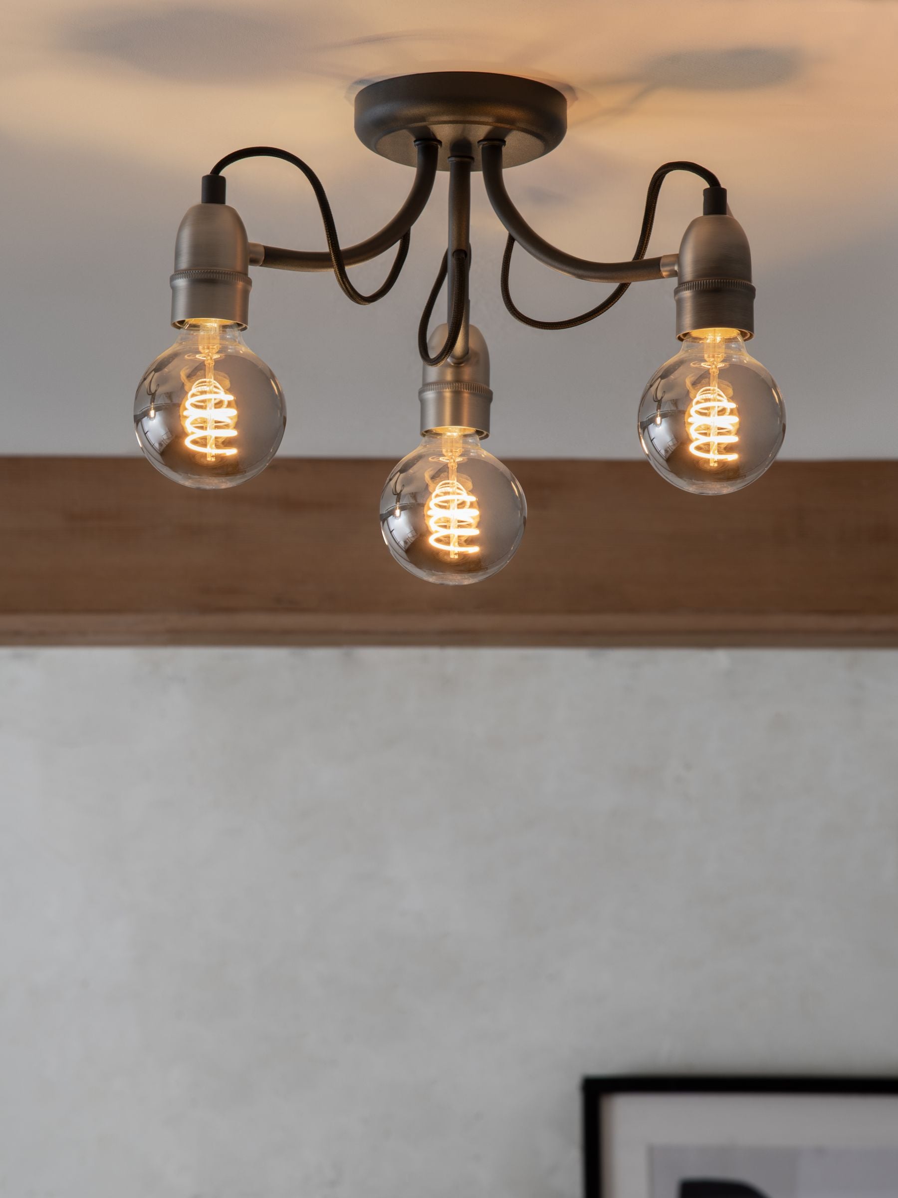 Madison black flush ceiling light with textured finish, imported from the UK
