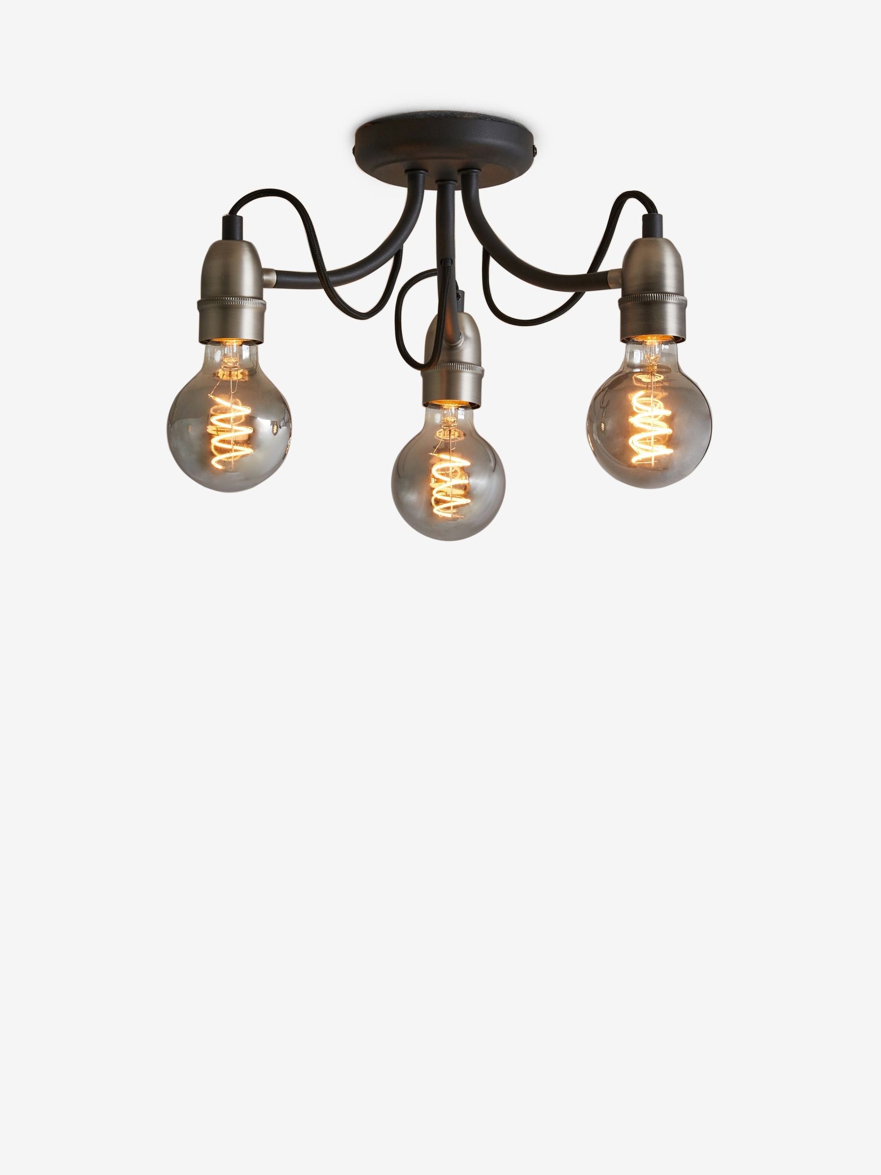 Madison black flush ceiling light with textured finish, imported from the UK