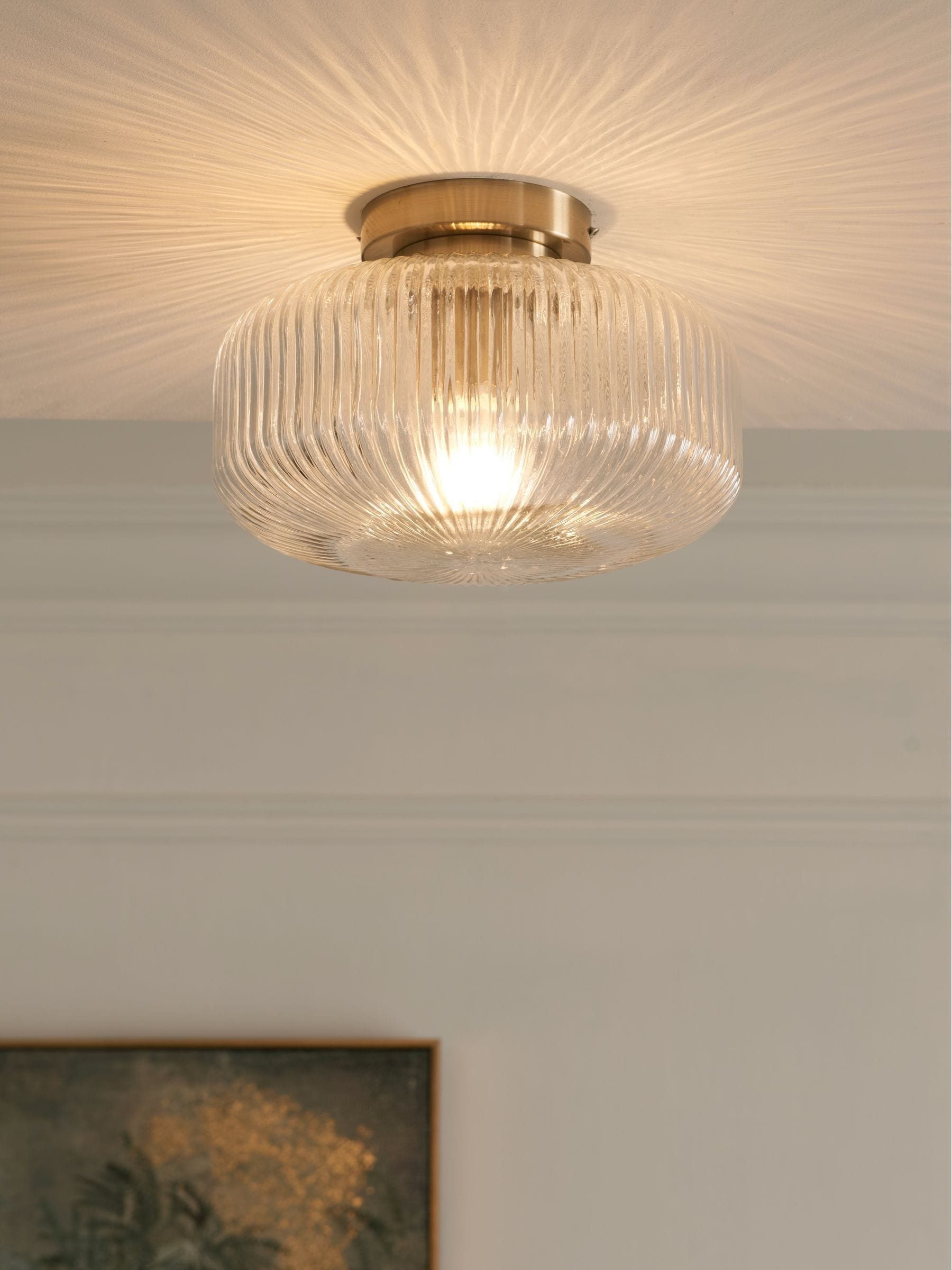 Brass Lexington 1 Light Flush Fitting Ceiling Light