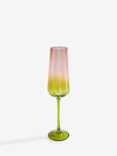 Rockett St George Grün/Blush Pink Deco Flower Glas Set aus 2 Sektflöten