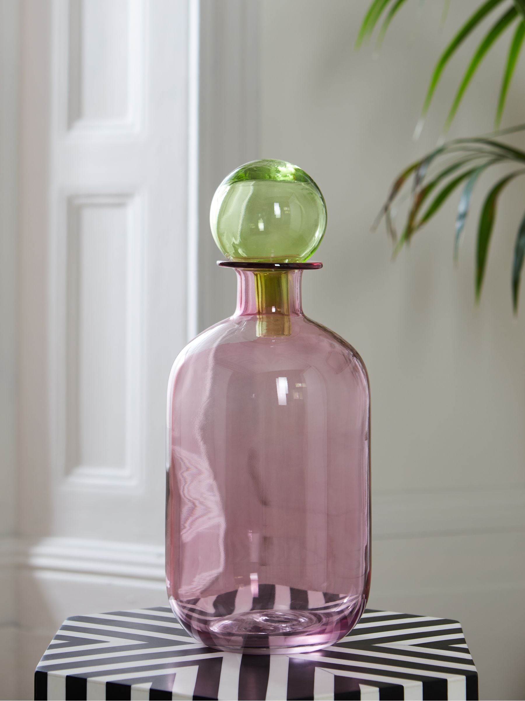 Rockett St George Pink/Green Apothecary Bottle, imported from the UK
