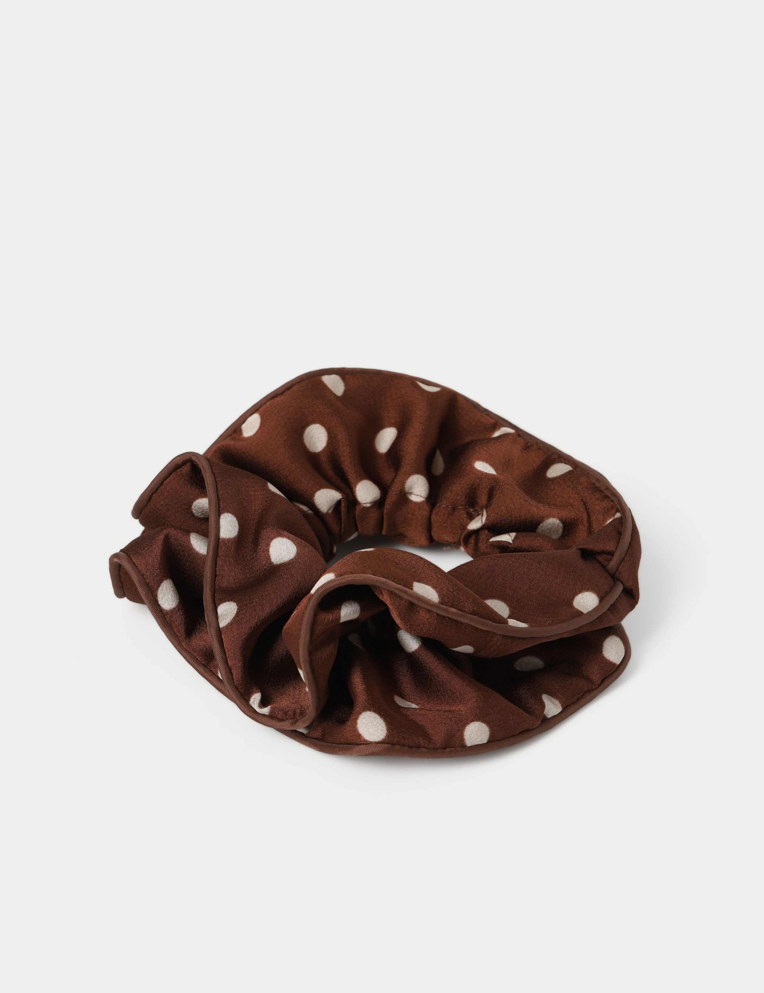 M&S brown polka dot scrunchie hair accessory (British brand)