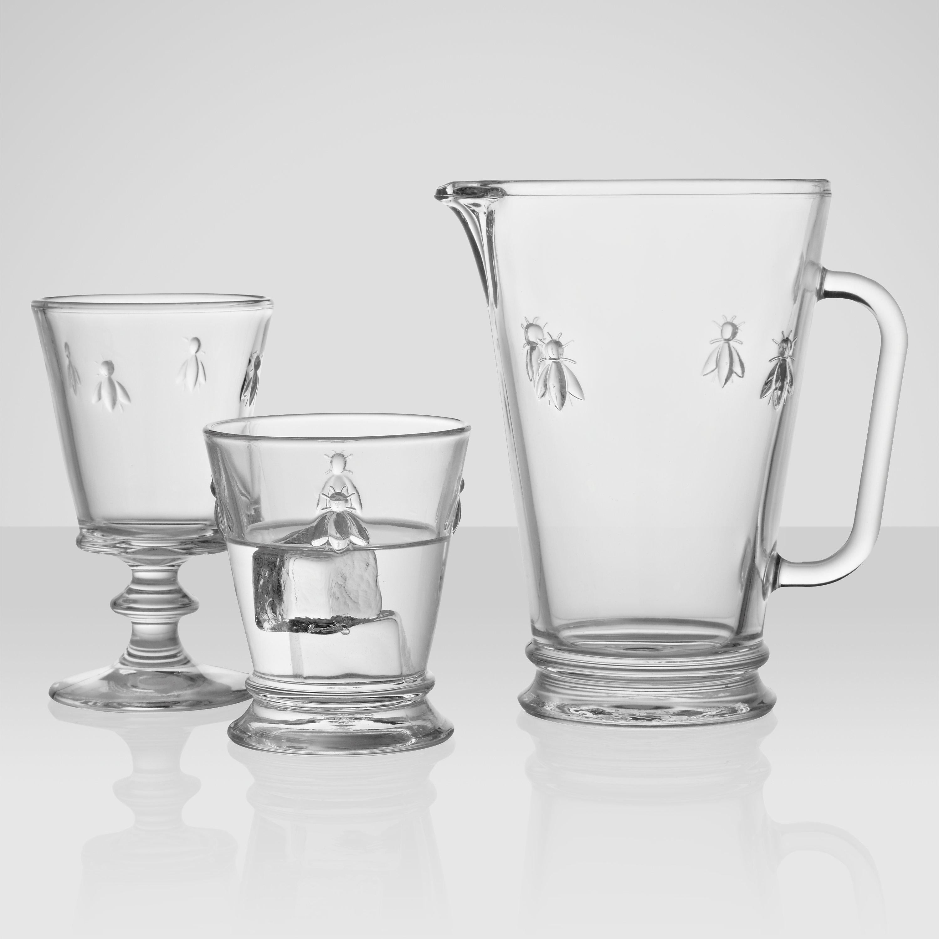 La Rochère large stemmed glass with bee design, set of 6, clear, UK version