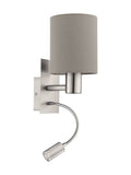 Eglo Pasteri fabric wall lamp with reading light - British product