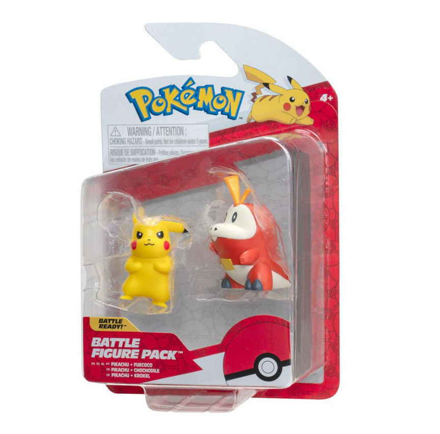 Pokemon Fuecoco and Pikachu Battle Figures