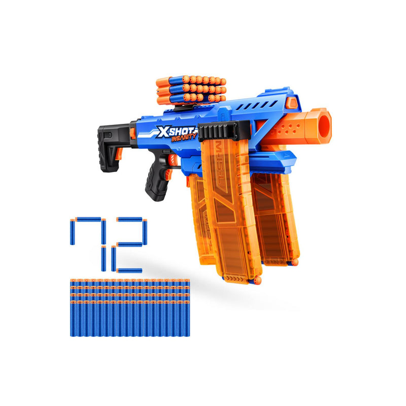 Zuru XShot Insanity Motorized Clip Mania toy blaster with 72 darts, UK version
