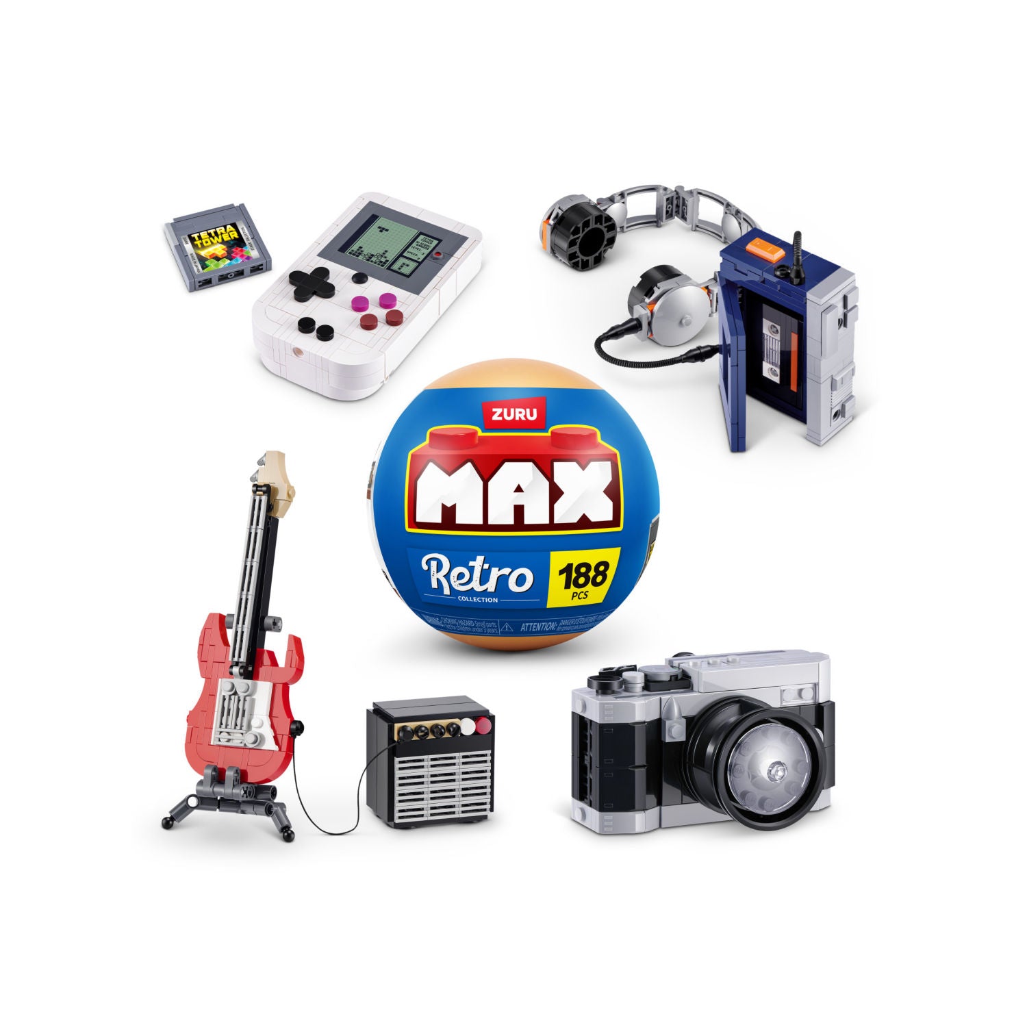 ZURU retro building bricks collection with 4 iconic designs - British product