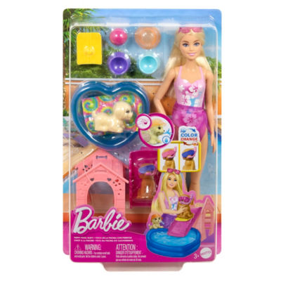 Barbie Puppy Pool Party playset with color-change puppy, imported from the UK
