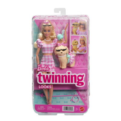 Barbie Twinning Looks doll set with pet dog - British product