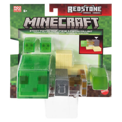 Minecraft Redstone charged sticky piston trap toy set with slime figures, UK version