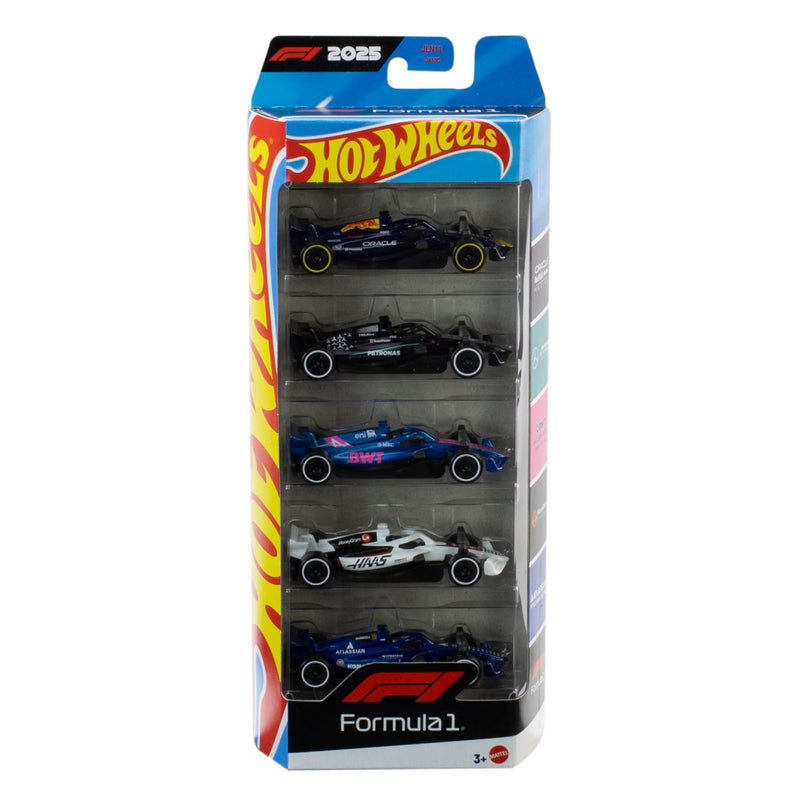 Hot Wheels Basic Formula 1 5 Pack die-cast toy cars, UK version