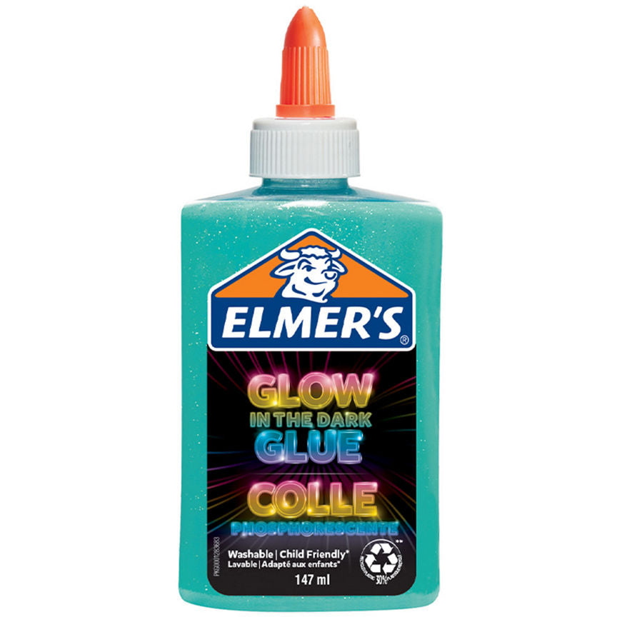 Elmers Glow-in-the-Dark Liquid Glue, Blue, 147 ml GOODS ASDA   