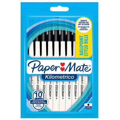 Papermate Kilometrico ballpoint pens, black ink, pack of 10, UK version