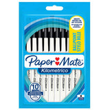 Papermate Kilometrico ballpoint pens, black ink, pack of 10, UK version
