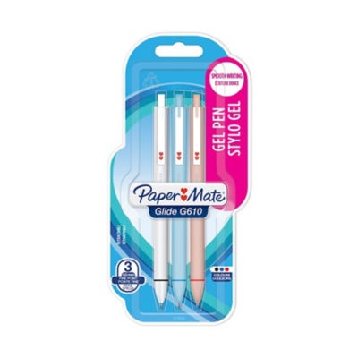 Paper Mate Glide gel pens fine point 0.5mm 3 pack (British brand)