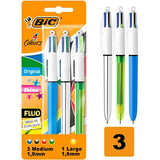 BIC 4 Colours Fluo 3-pack pen set - British product