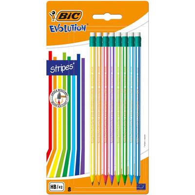 ASDA Bic Evolution Stripes HB Graphite Pencils Pack of 8- Buy online at McGrocer