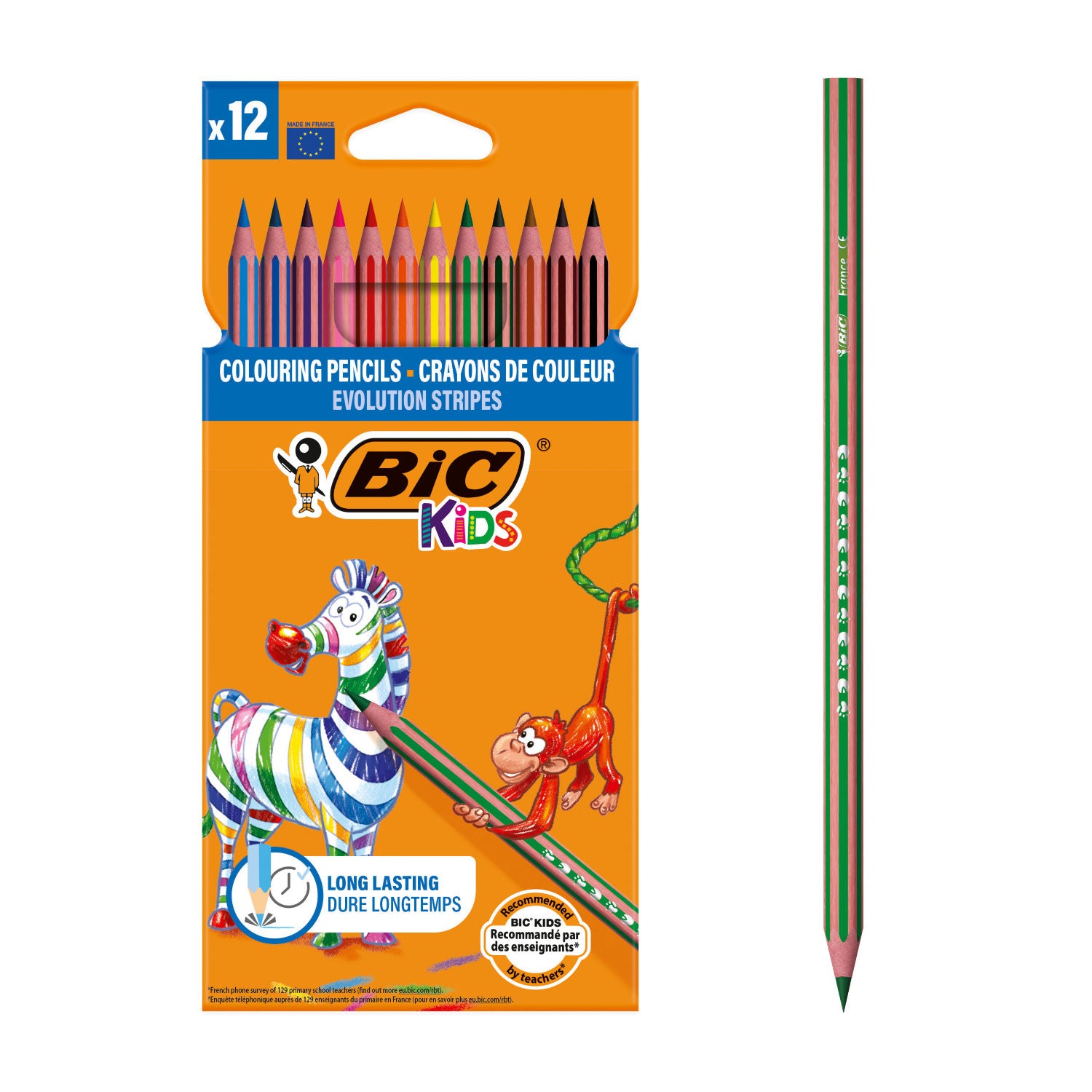 Bic Kids colouring pencils 12 pack Evolution Stripes (British brand)