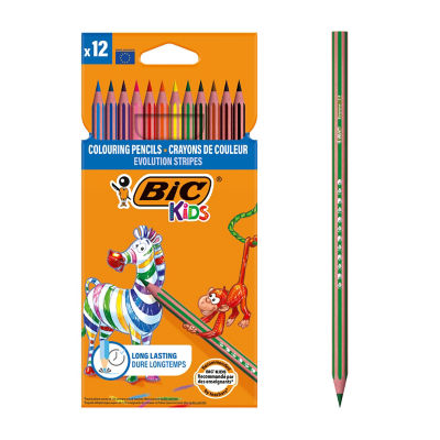 Bic Kids colouring pencils 12 pack Evolution Stripes (British brand)